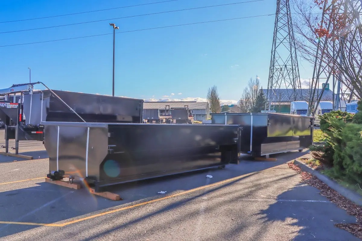 Roll-off dumpster ready for waste disposal at job site for Commercial Dumpster Rental in Hobart